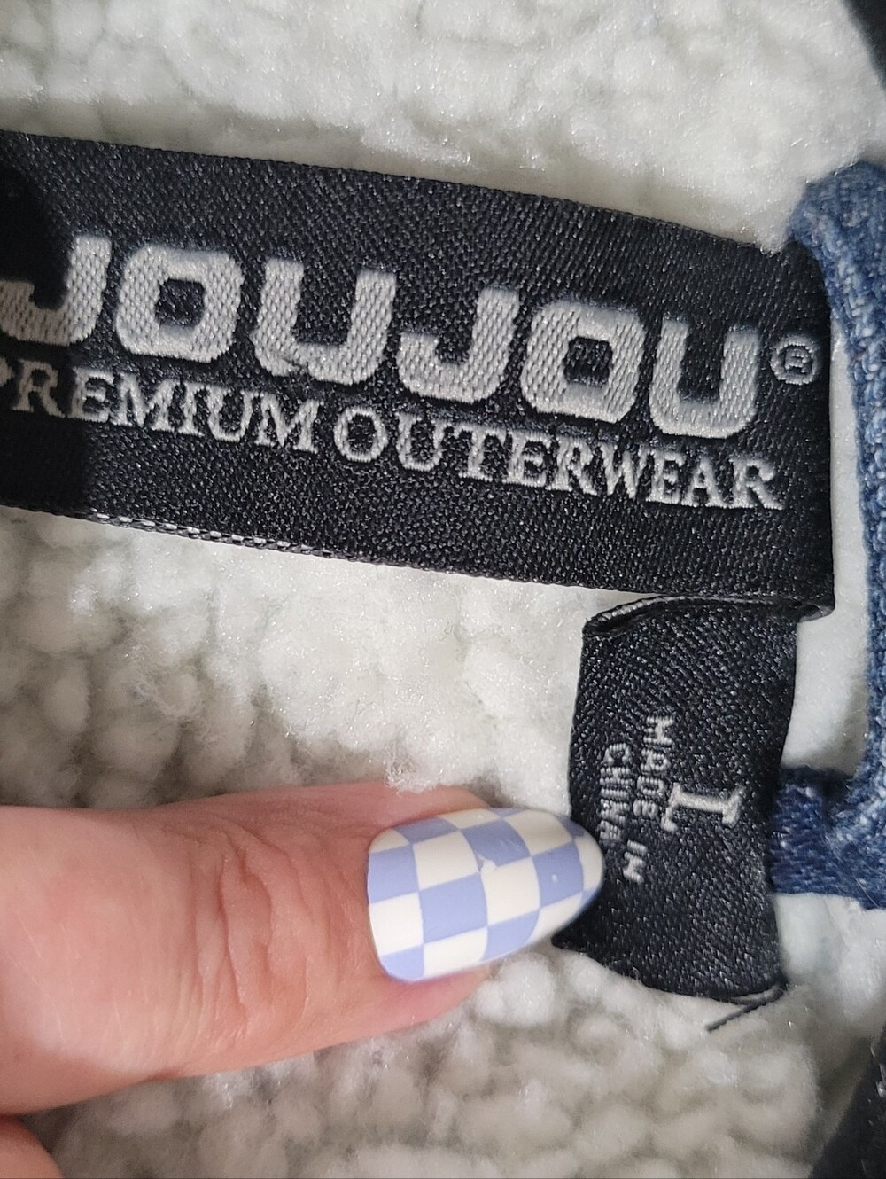 Joujou Premium Outerwear Blue Denim Faux Fur Lined Jacket Size L Retro Pockets - Picture 11 of 15